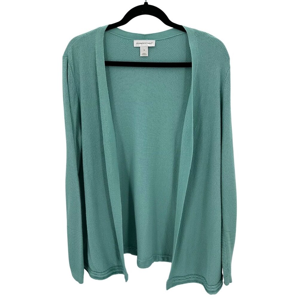 Christopher & Banks Womens Mint Green Open Front Cardigan Sweater Medium